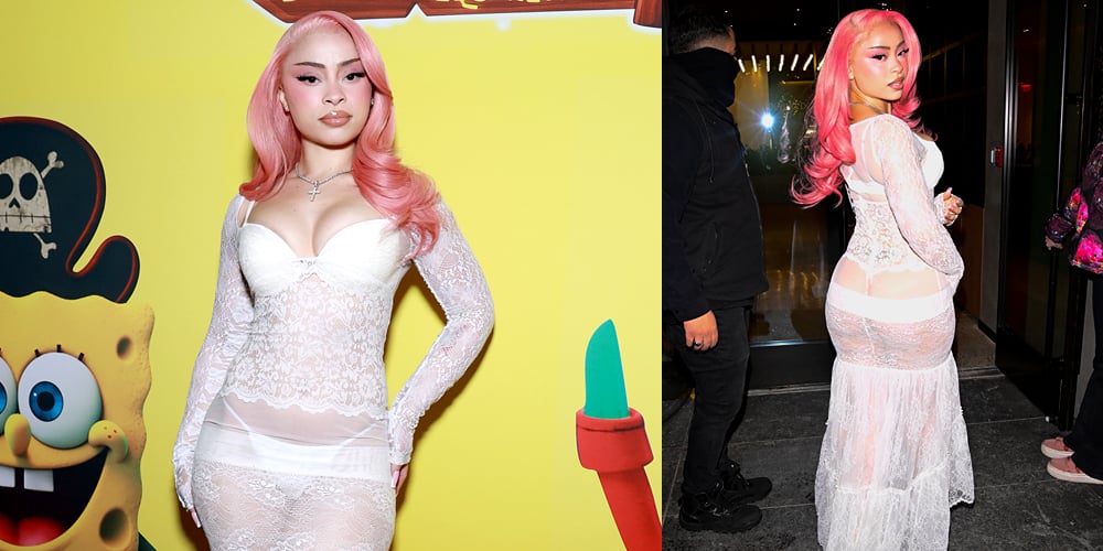 Ice Spice Wears a See-Through Dress to 'The SpongeBob SquarePants: Search for SquarePants' Screening