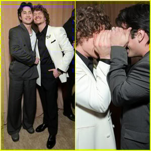 Heated Rivalry’s Connor Storrie & Hudson Williams Attend 2 Pre-Golden Globes Events!