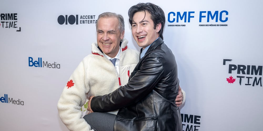 Hudson Williams Throws His Leg on Canadian PM Mark Carney at ‘Heated Rivalry’ Event | Brendan Brady, Heated Rivalry, Hudson Williams, Jacob Tierney, Mark Carney, Sophie Nelisse | Celebrity News and Gossip | Entertainment, Photos and Videos