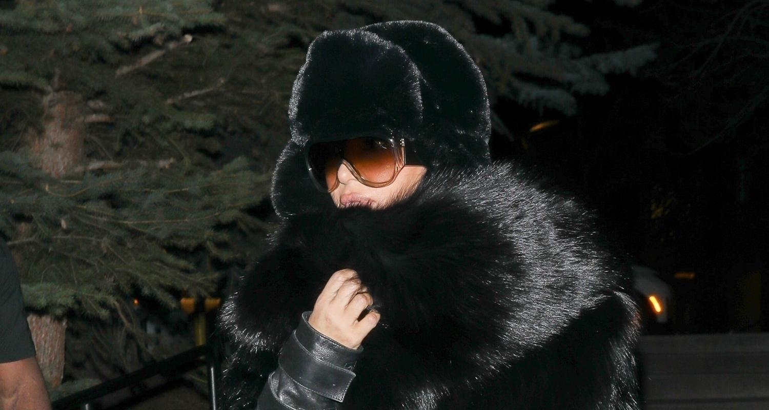 Kim Kardashian Pairs Fur Hat with Leather Outfit for Night Out in Aspen | Kim Kardashian | Celebrity News and Gossip | Entertainment, Photos and Videos