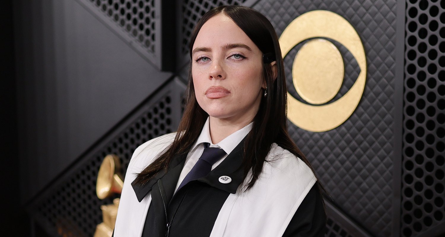 Billie Eilish Sports ICE Out Pin To Grammys 2026 2026 Grammys Billie Ice Out