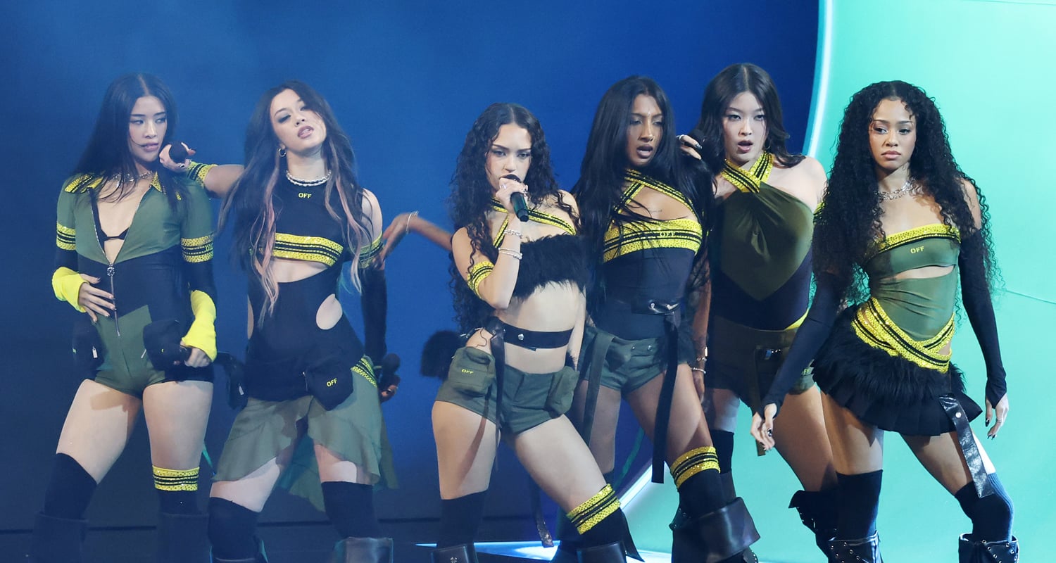 KATSEYE Takes Over Grammys 2026 Stage for ‘Gnarly’ Performance – Watch Now! | 2026 Grammys, Daniela Avanzini, Grammys, KATSEYE, Lara Raj, Manon Bannerman, Megan Skiendiel, Sophia Laforteza, Yoonchae Jeung | Celebrity News and Gossip | Entertainment, Photos and Videos