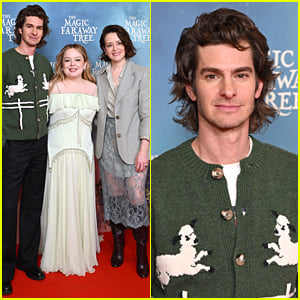 Andrew Garfield sfoggia i capelli lunghi alla premiere di 'Magic Faraway Tree' con Nicola Coughlan e Claire Foy