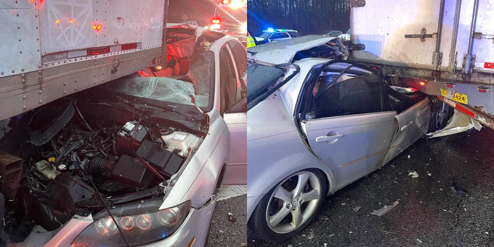 Um motorista está “milagrosamente” vivo depois de bater seu carro em um caminhão. Polícia compartilha fotos horríveis para provar algo | Geórgia, Interesse humano Notícias e fofocas sobre celebridades Entretenimento, Fotos e vídeos