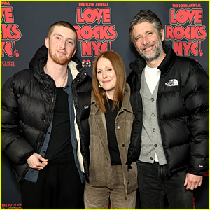 Julianne Moore Walks Red Carpet with Her Husband & Son at Love Rocks Benefit Concert