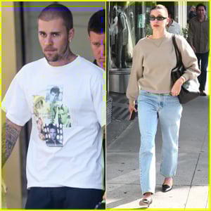 Justin & Hailey Bieber Step Out Separately in Beverly Hills After Celebrating His 32nd Birthday in Japan