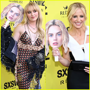 Kathryn Newton, Sarah Michelle Gellar & 'Ready or Not 2' Cast Attend Premiere with Samara Weaving Face Cutout!