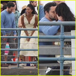 Jake Johnson & Jessica Williams Share a Steamy Kiss While Filming for New Project