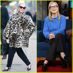 Meryl Streep Works the Cameras, Pays Homage to 'Devil Wears Prada' Cerulean Blue Sweater on 'Late Show' (Video)