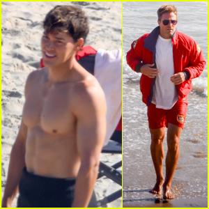 Noah Beck Goes Shirtless While Filming 'Baywatch' Reboot Series With Stephen Amell