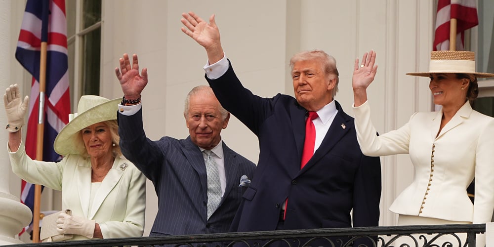 Trump Welcomes UK's King & Queen with Red Coat Military Display at White House, Shares Balcony Wave Moment Together (Video)